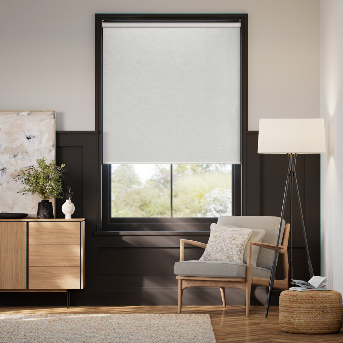 Osaka Faux Silk Silver Mist Roller Blind