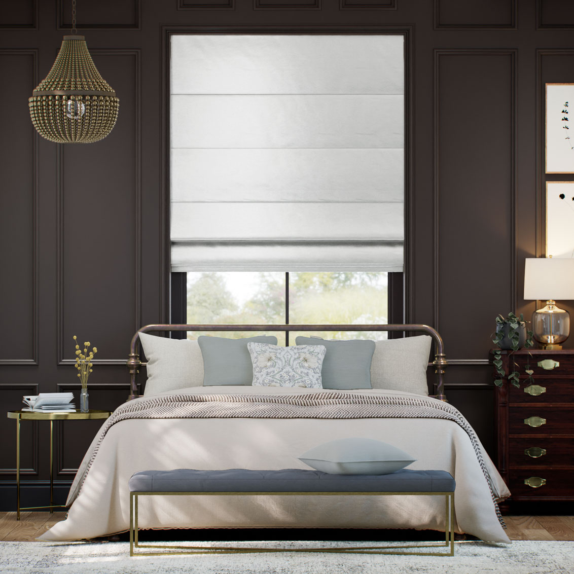 Osaka Faux Silk Silver Mist Roman Blind