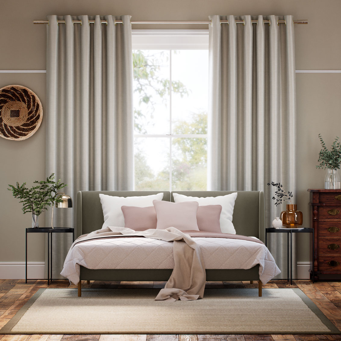 Osaka Faux Silk Smokey Quartz Curtains