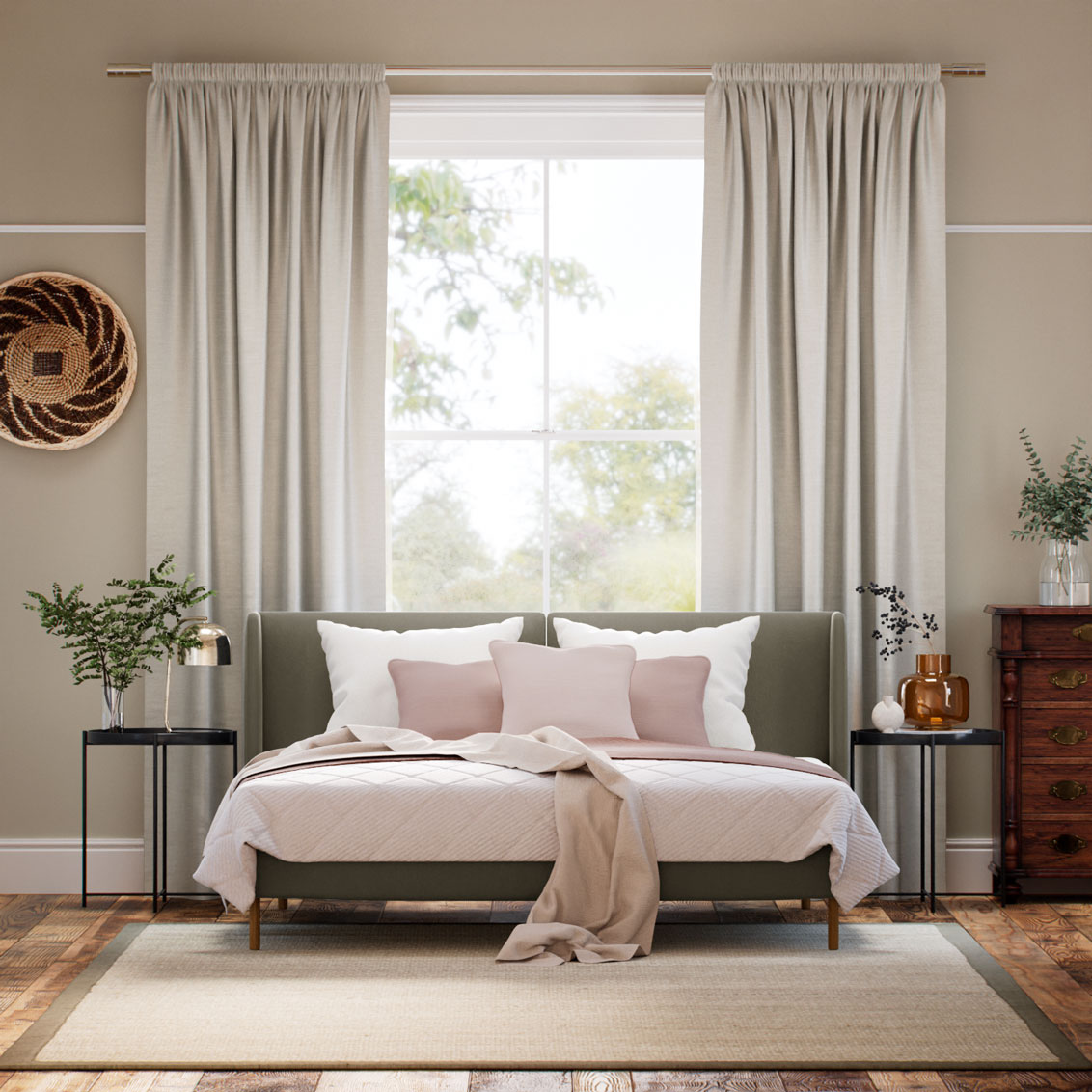 Osaka Faux Silk Smokey Quartz Curtains