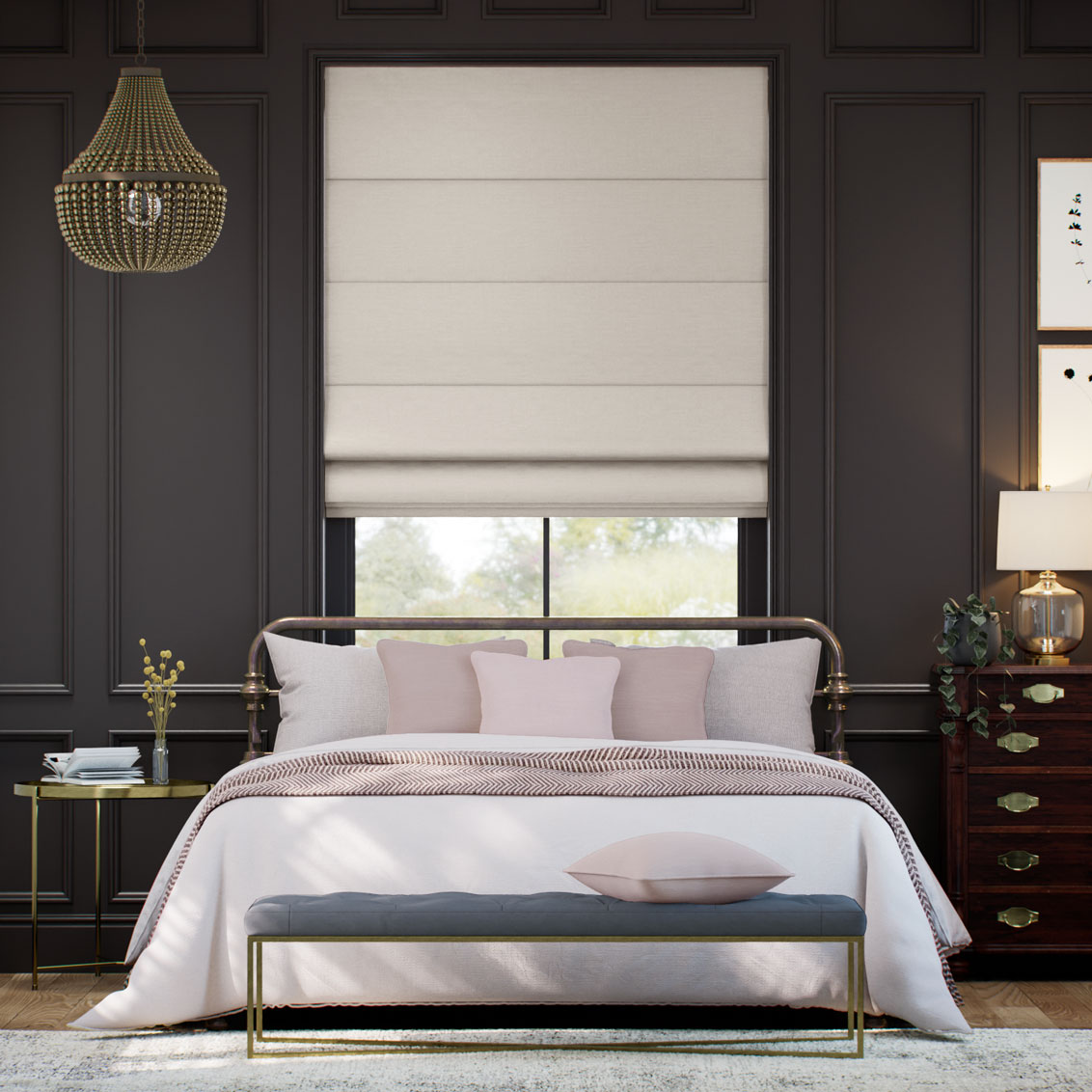 Osaka Faux Silk Smokey Quartz Roman Blind