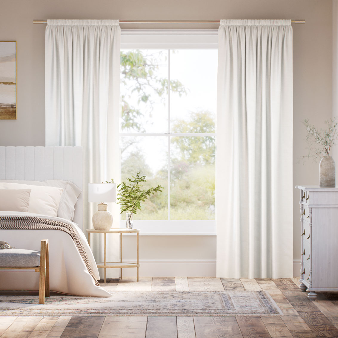 Osaka Faux Silk Ice White  Curtains