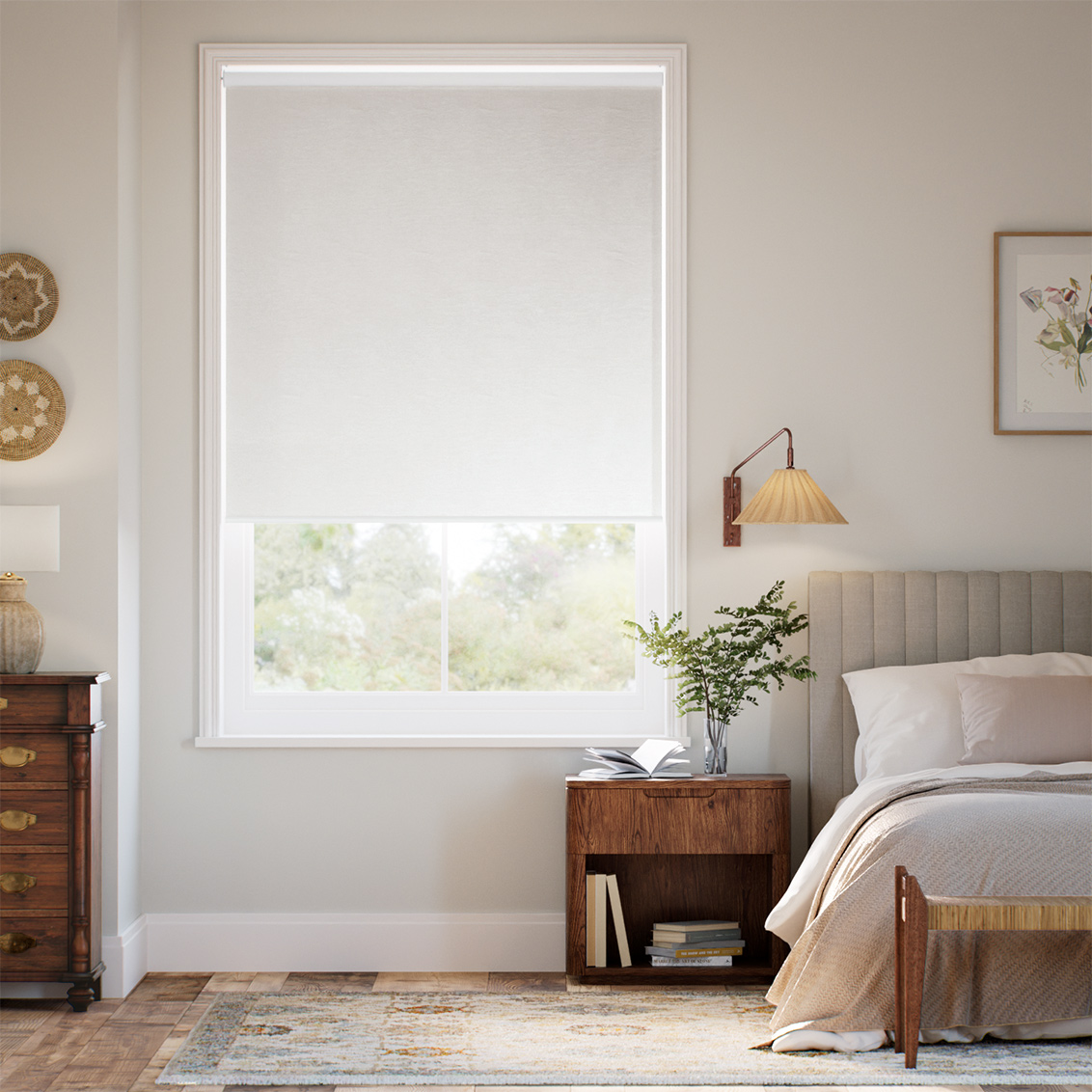 Osaka Faux Silk Ice White  Roller Blind