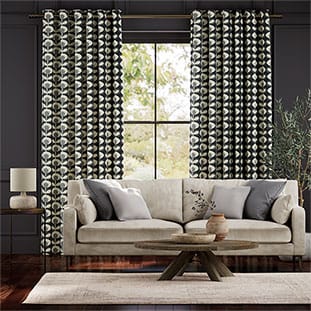 Oval Flower Cool Grey Curtains thumbnail image