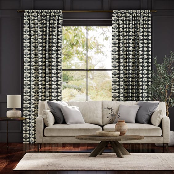 Oval Flower Cool Grey Curtains