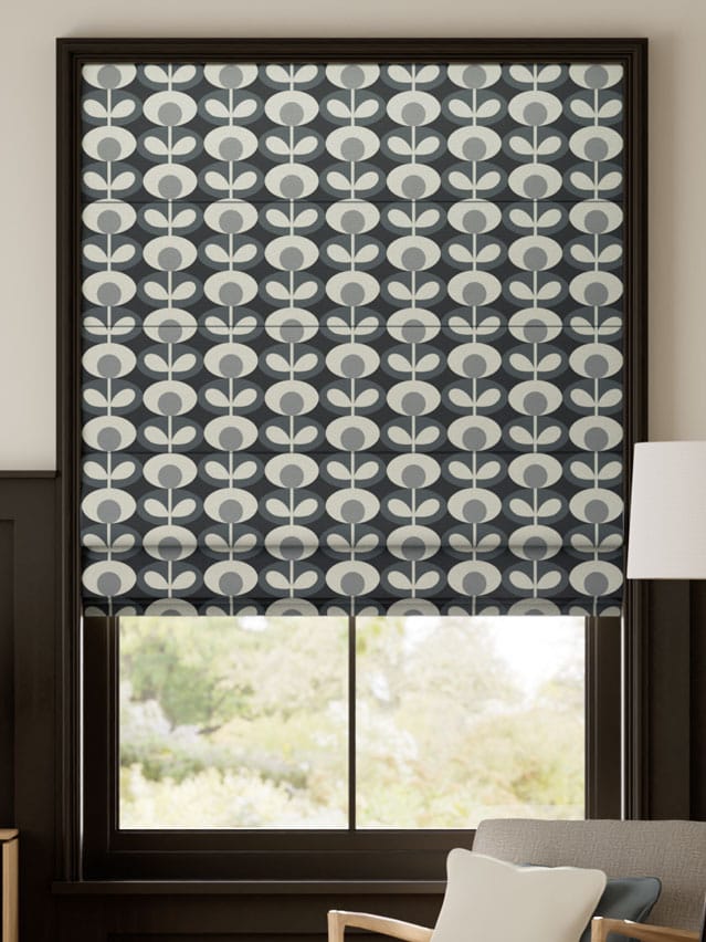 Oval Flower Cool Grey Roman Blind thumbnail image