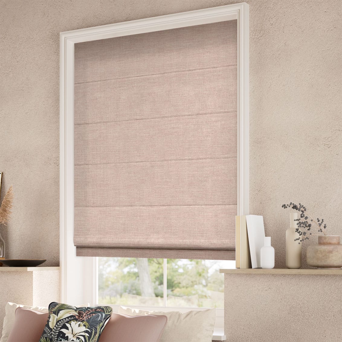 Padstow Peony Blush Roman Blind