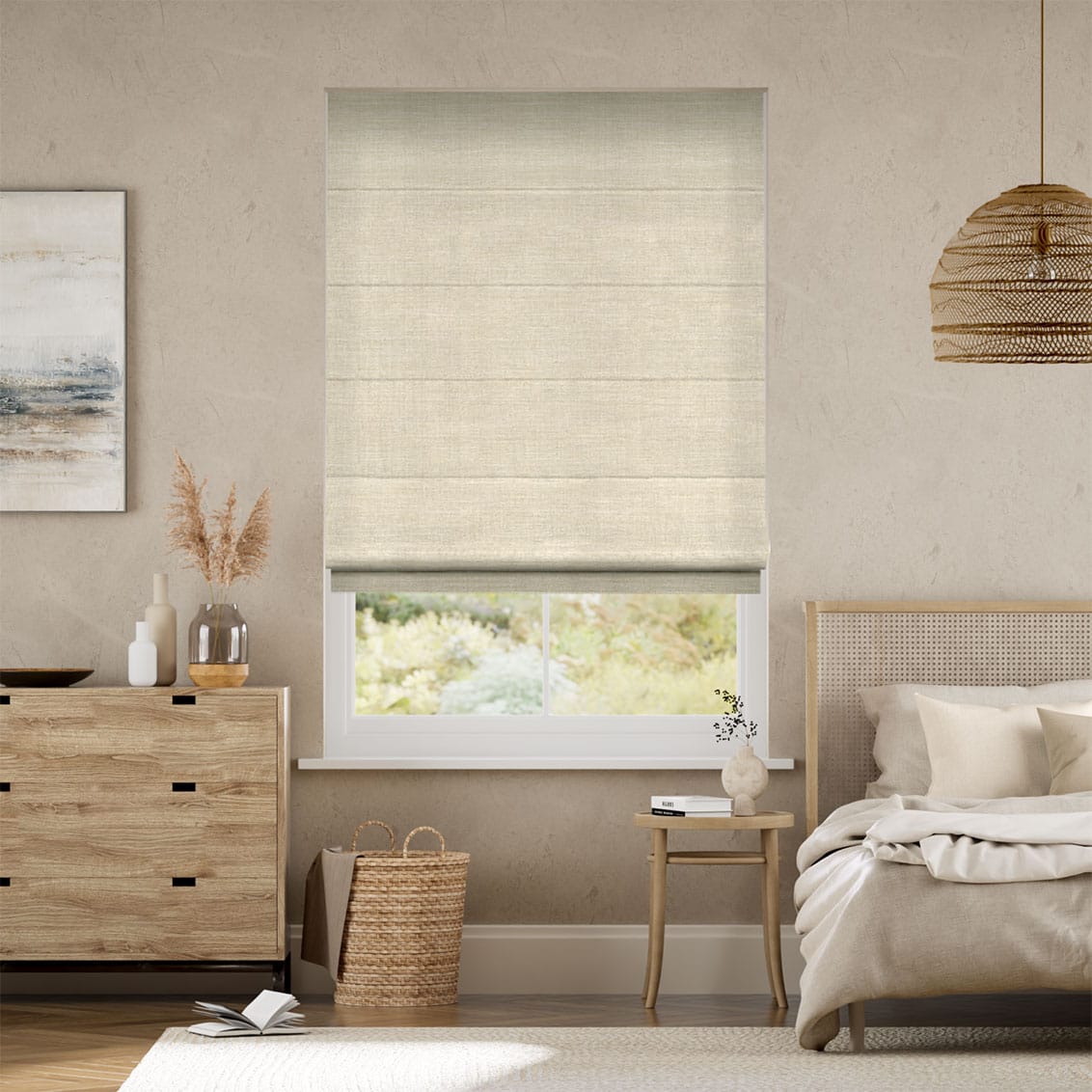 Padstow White Clay Roman Blind