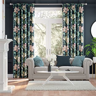 Painterly Floral Faux Silk Midnight Curtains thumbnail image