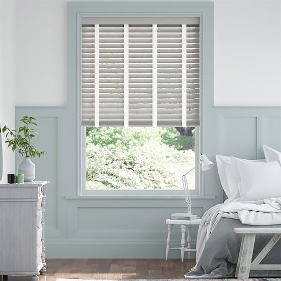 Pale Grey & White Chantilly Wooden Blind - 50mm Slat