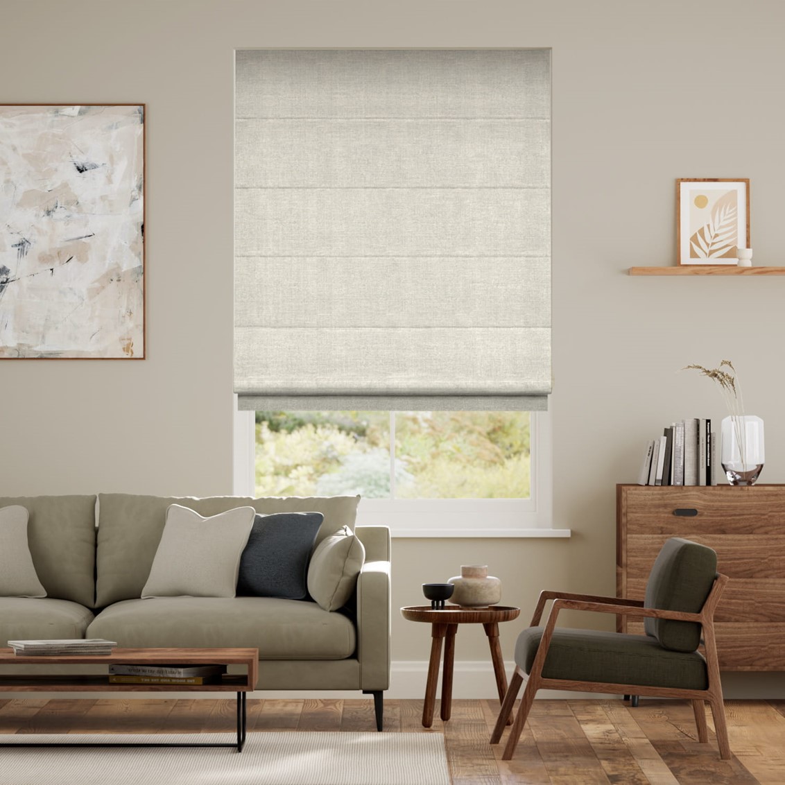 Paleo Linen Ecru  Roman Blind