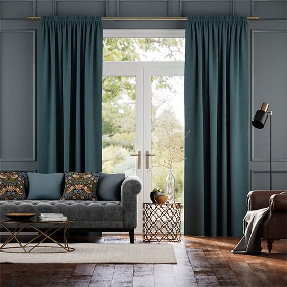 Paleo Linen Gulf Blue  Curtains