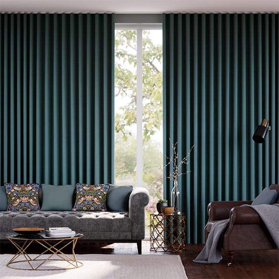 Paleo Linen Gulf Blue  Curtains