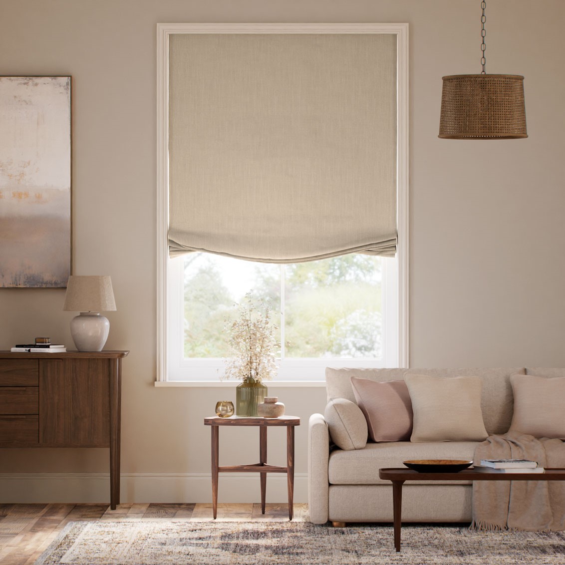 Paleo Linen Hopsack Relaxed Roman Blind