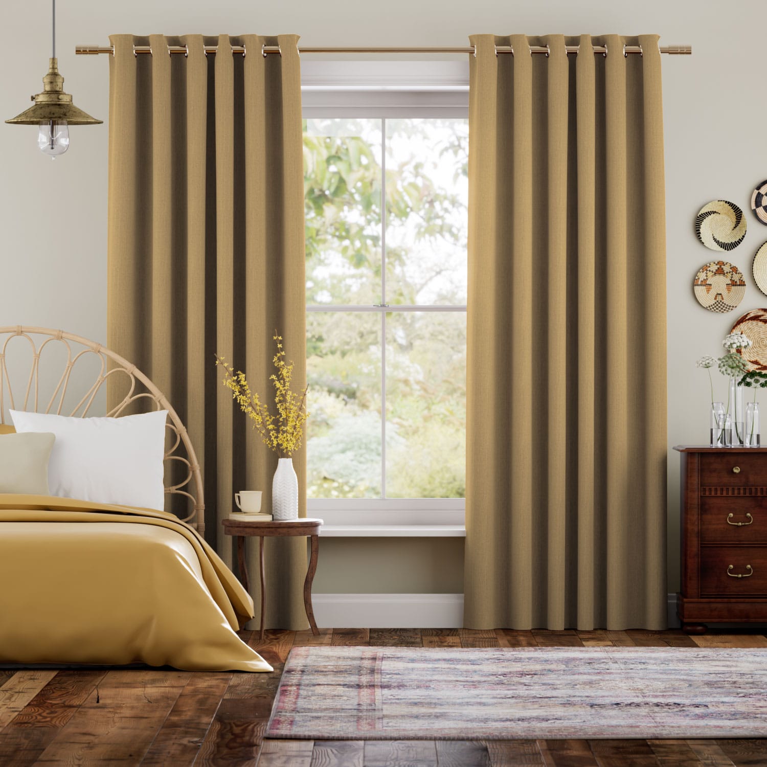 Paleo Linen Mustard  Curtains