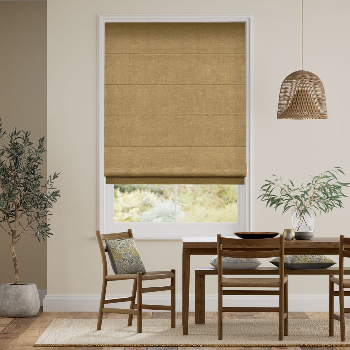 Paleo Linen Mustard  Roman Blind