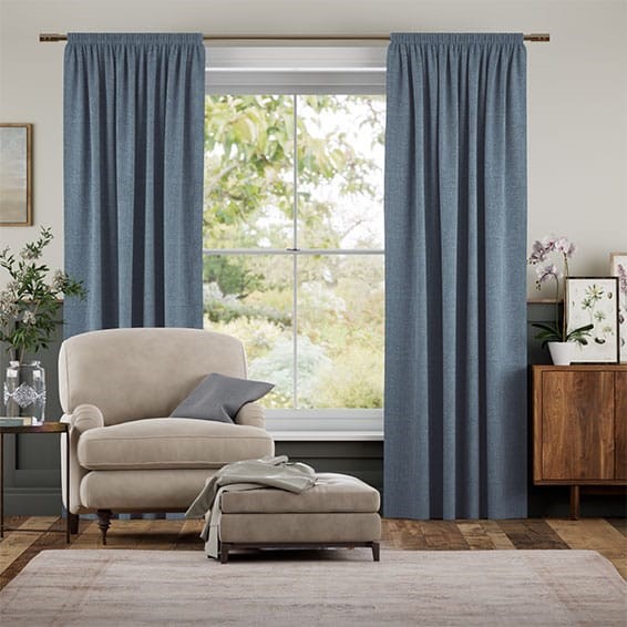 Paleo Linen Persian Blue Curtains