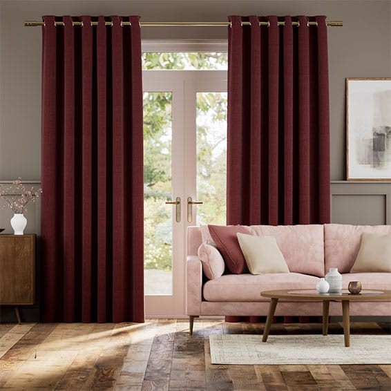 Paleo Linen Ruby Red  Curtains