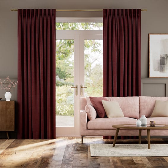 Paleo Linen Ruby Red  Curtains