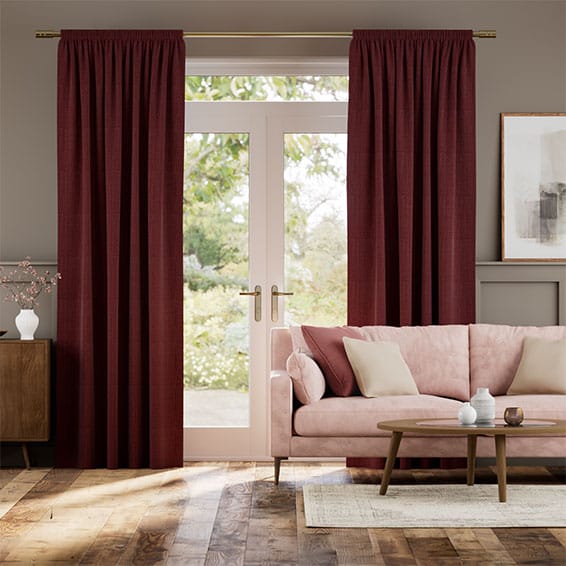 Paleo Linen Ruby Red  Curtains