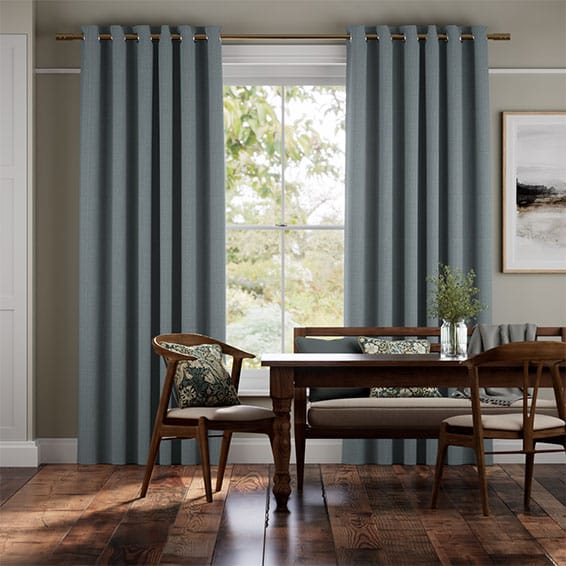 Paleo Linen Smoky Blue  Curtains