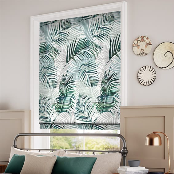 Palm Leaf Sage Green Roman Blind