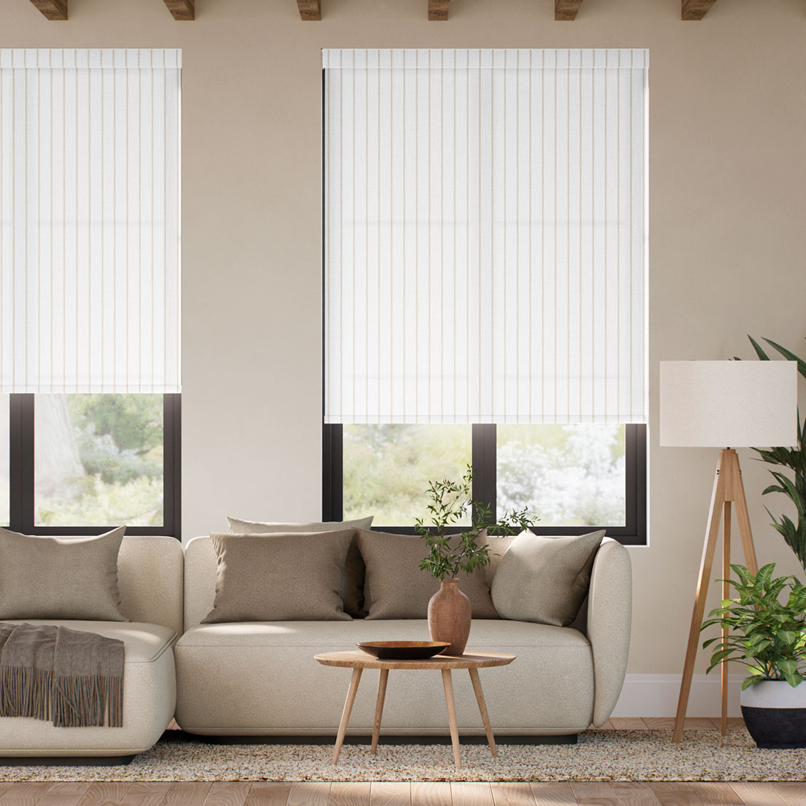 Pantone Tapioca - Needle Stripe   Roller Blind