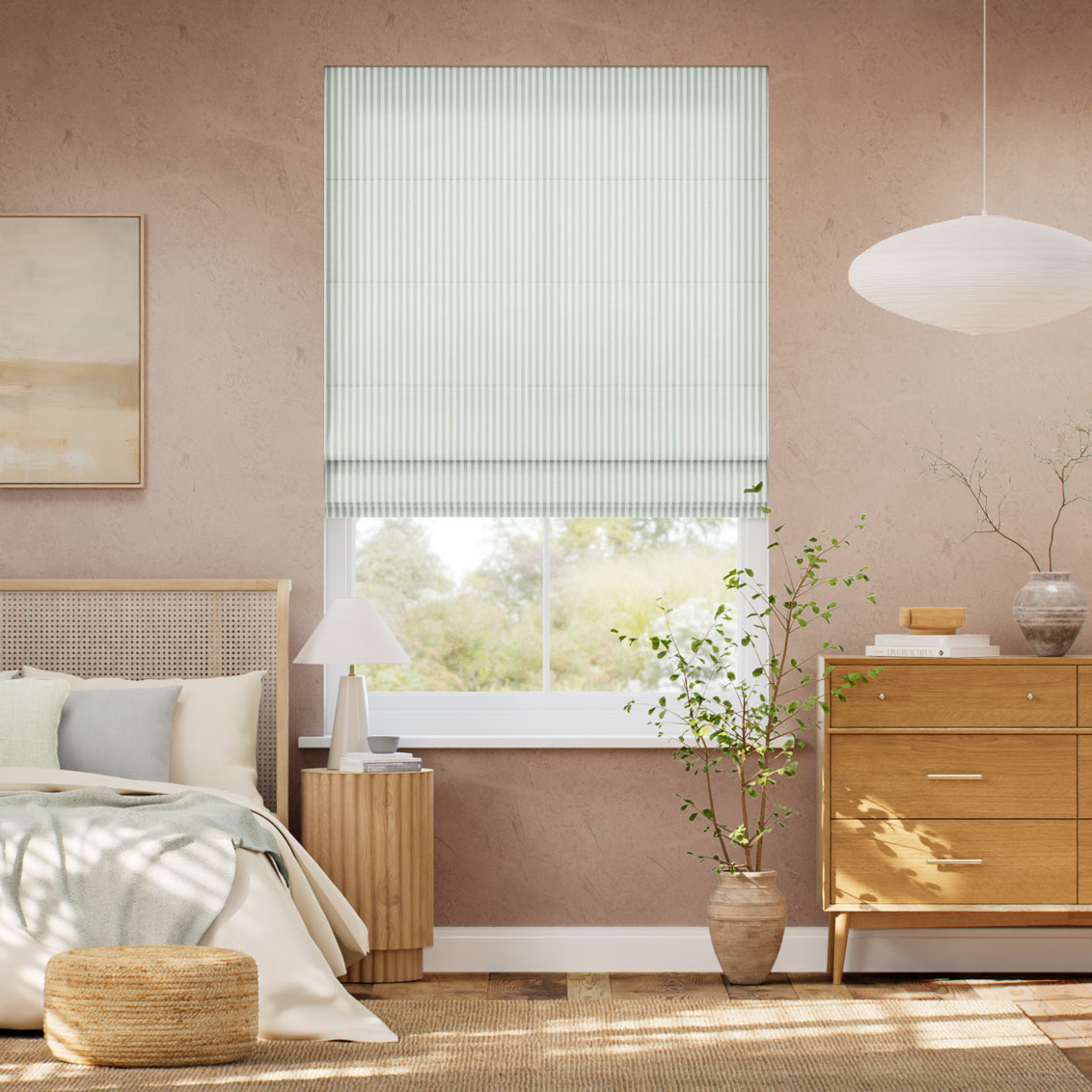 Pantone Dewkist - Fine Stripe Roman Blind