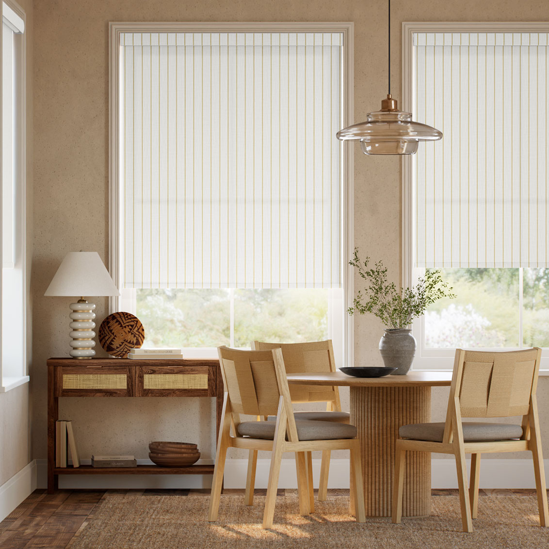 Pantone Cream Gold - Needle Stripe Roller Blind