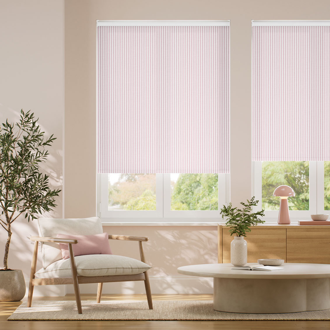 Pantone Pale Lilac - Fine Stripe  Roller Blind