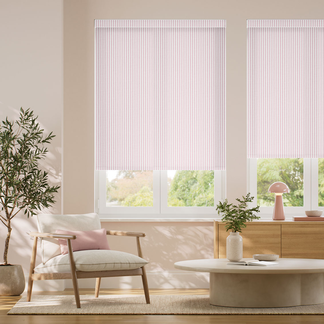 Pantone Pale Lilac - Fine Stripe  Roller Blind