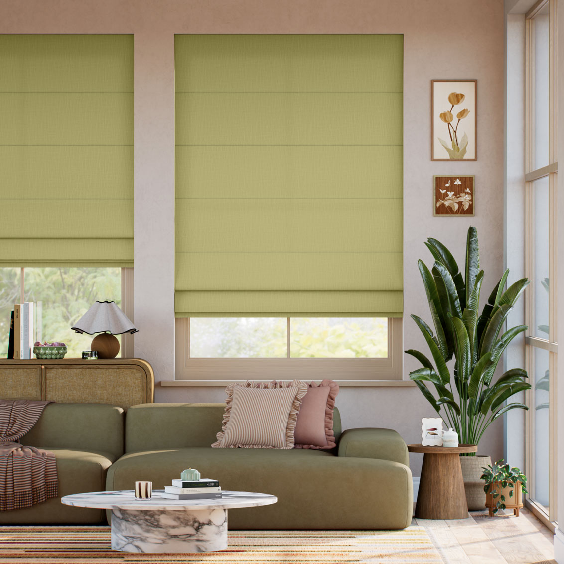 Pantone Leek Green Roman Blind