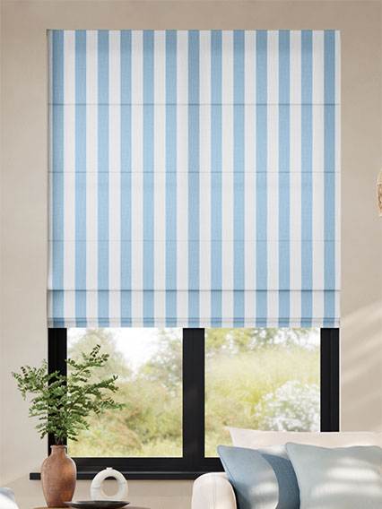 Pantone Dream Blue - Block Stripe Roman Blinds thumbnail image