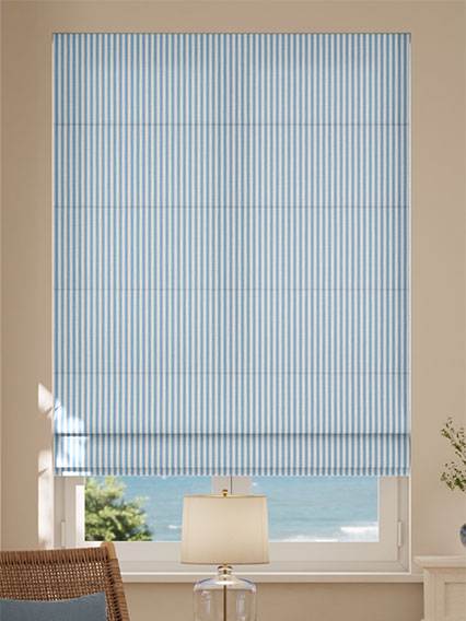 Pantone Dream Blue - Fine Stripe Roman Blinds thumbnail image