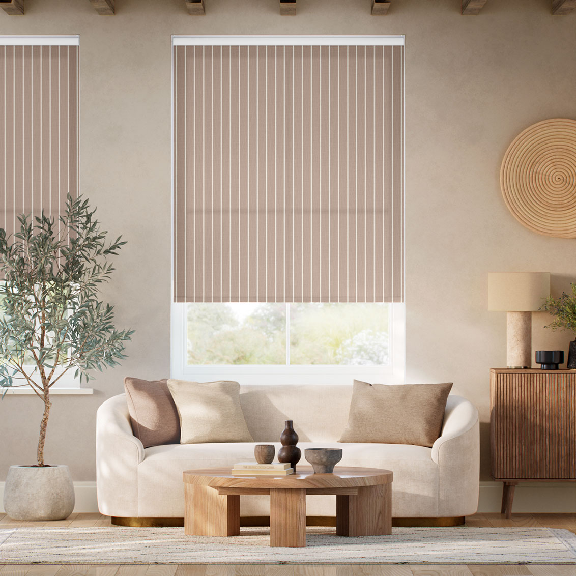 Pantone Stucco - Deep Needle Stripe  Roller Blind