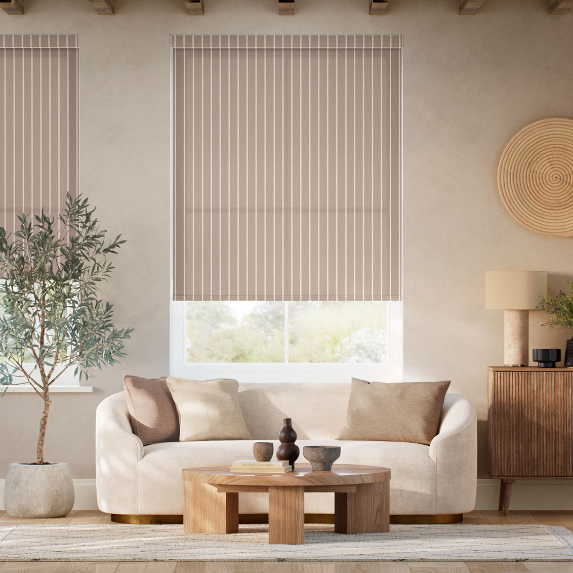 Pantone Stucco - Deep Needle Stripe  Roller Blind