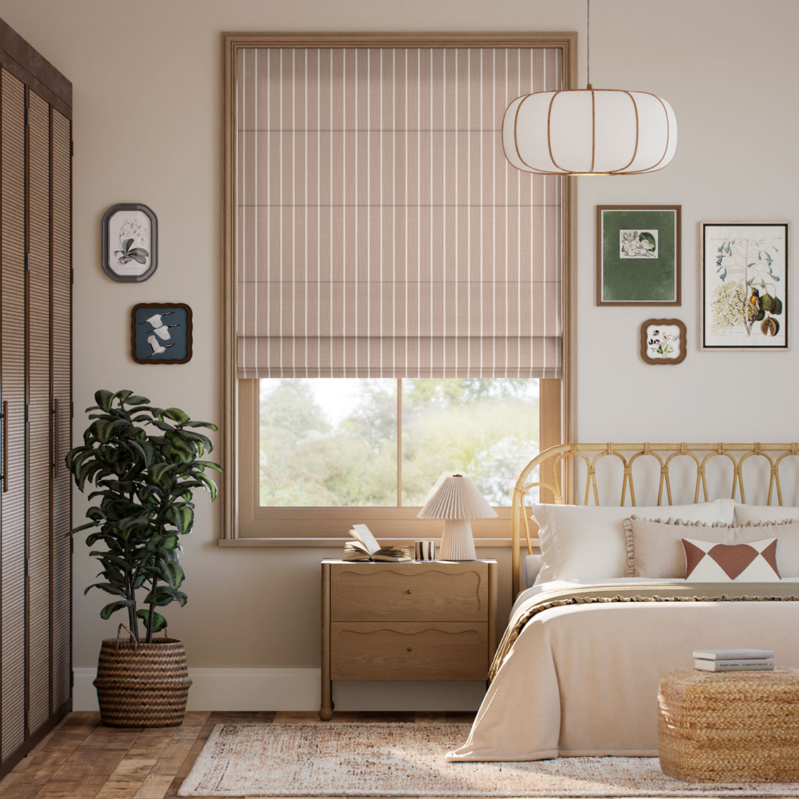 Pantone Stucco - Deep Needle Stripe Roman Blind