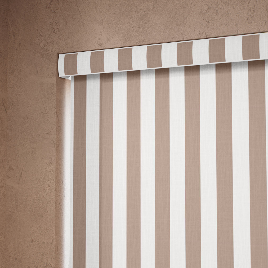 Pantone Stucco - Block Stripe  Roller Blind