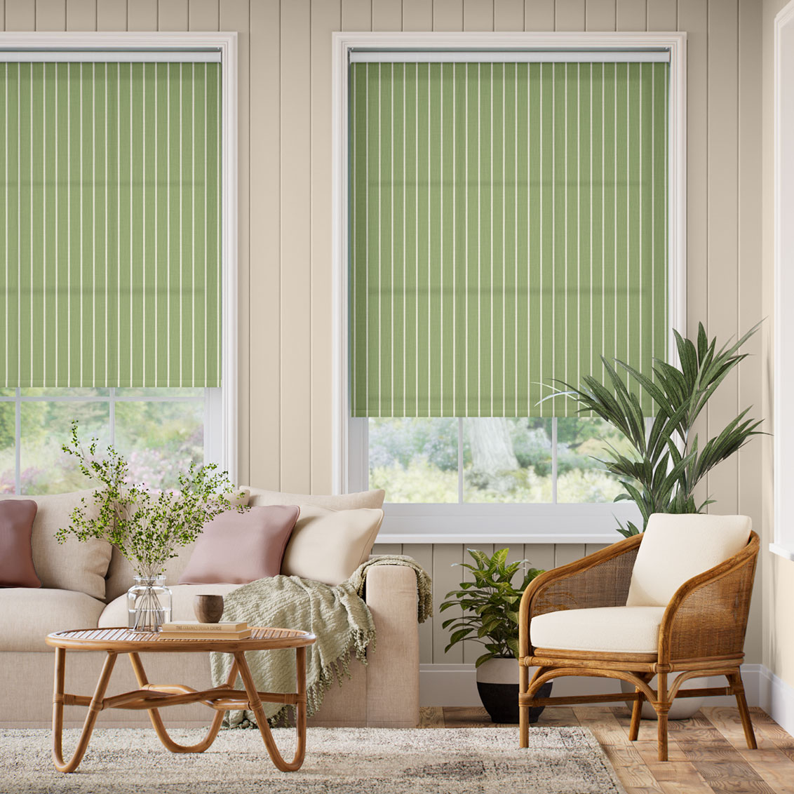 Pantone Epsom - Deep Needle Stripe Roller Blind