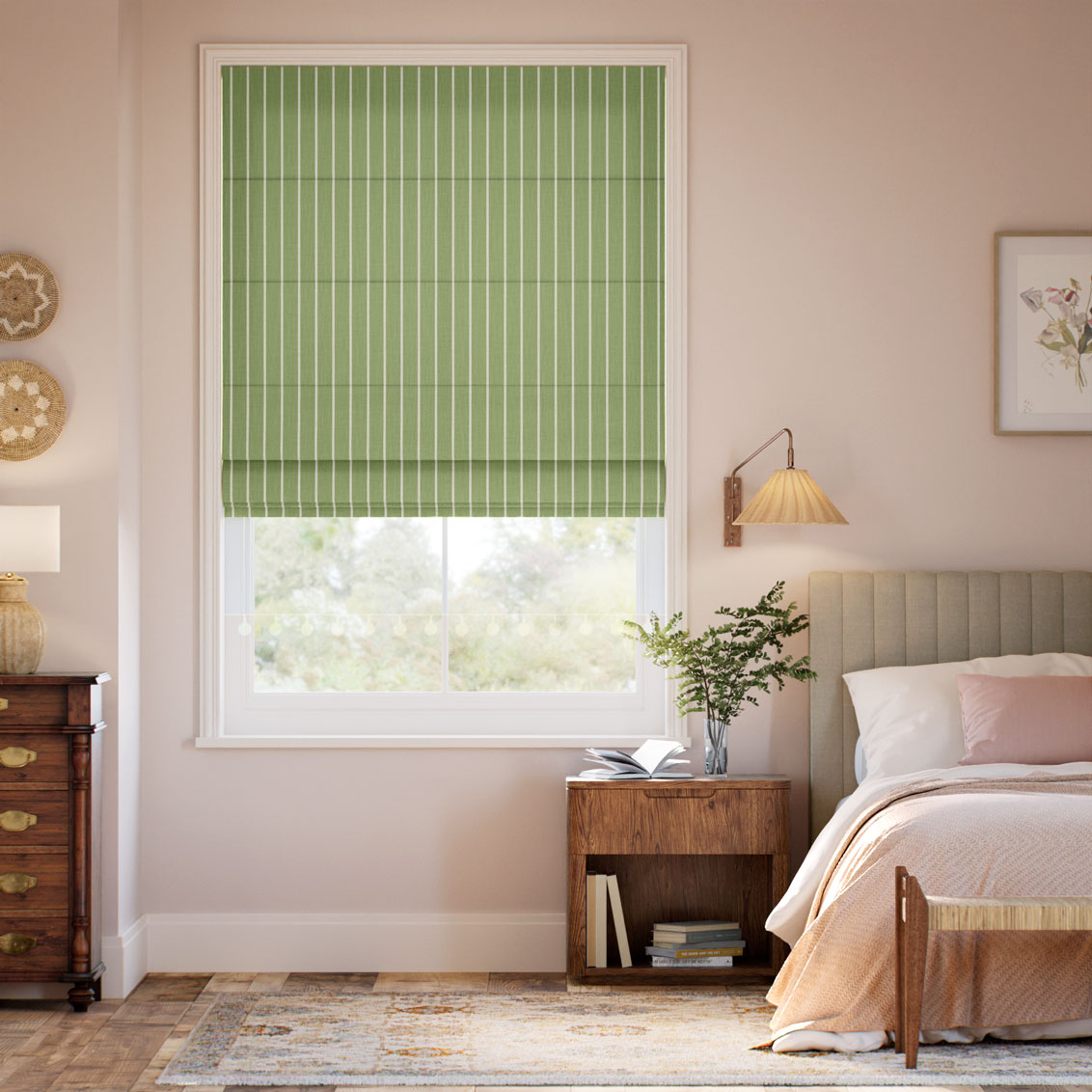 Pantone Epsom - Deep Needle Stripe Roman Blind