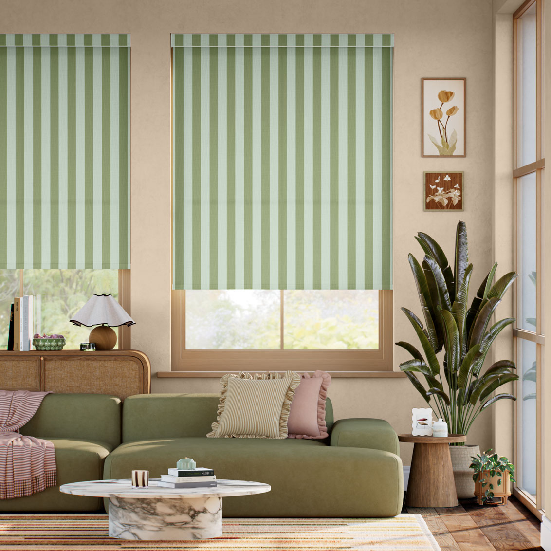 Pantone Epsom - Block Stripe  Roller Blind