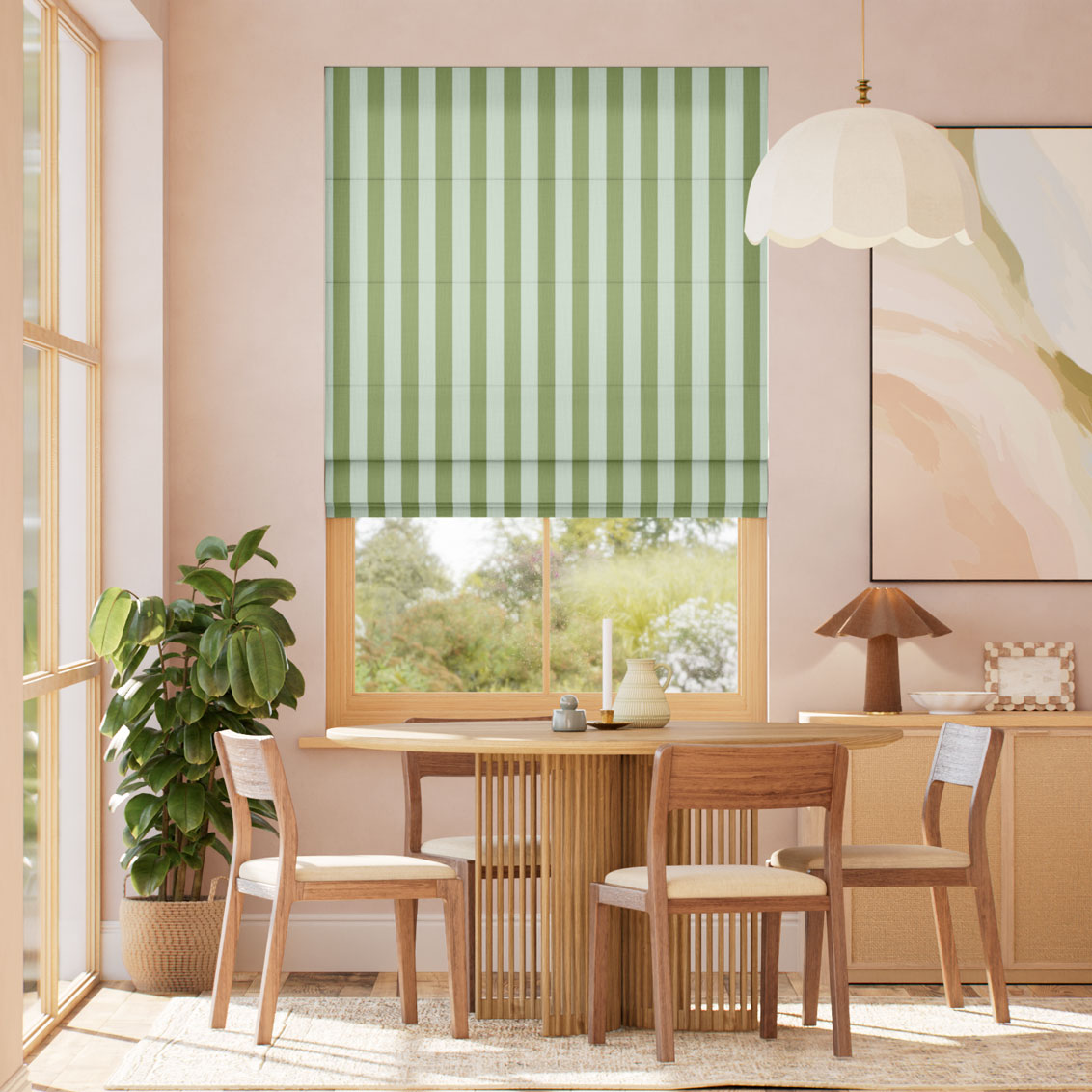 Pantone Epsom - Block Stripe Roman Blind
