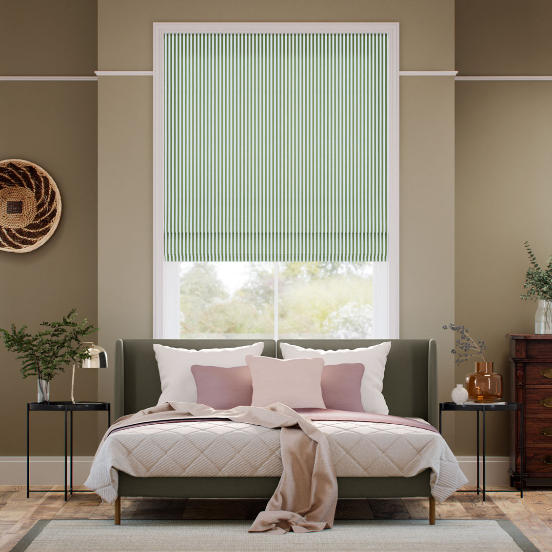 Pantone Epsom - Fine Stripe Roman Blind