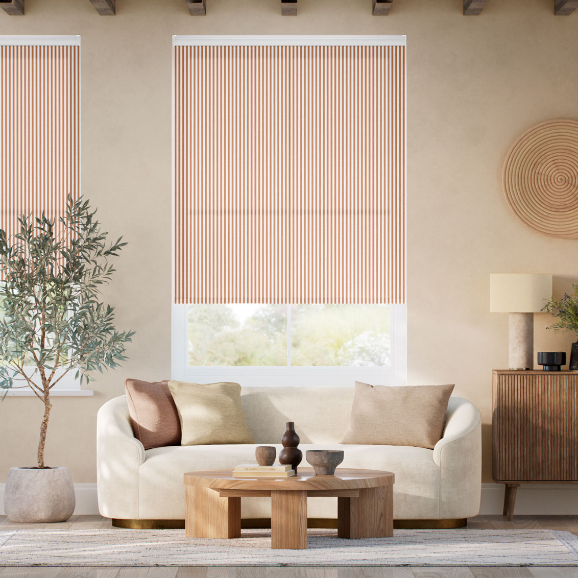 Pantone Hazel - Fine Stripe  Roller Blind