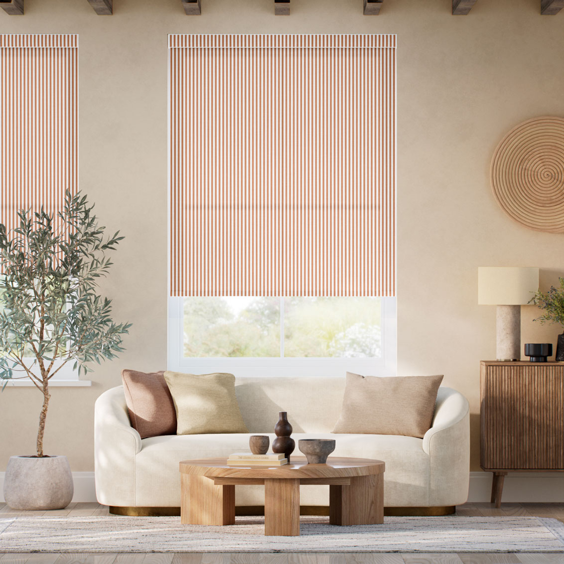 Pantone Hazel - Fine Stripe  Roller Blind