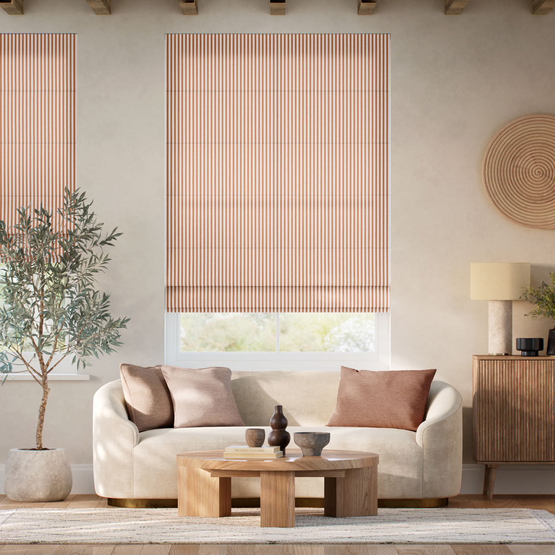 Pantone Hazel - Fine Stripe Roman Blind