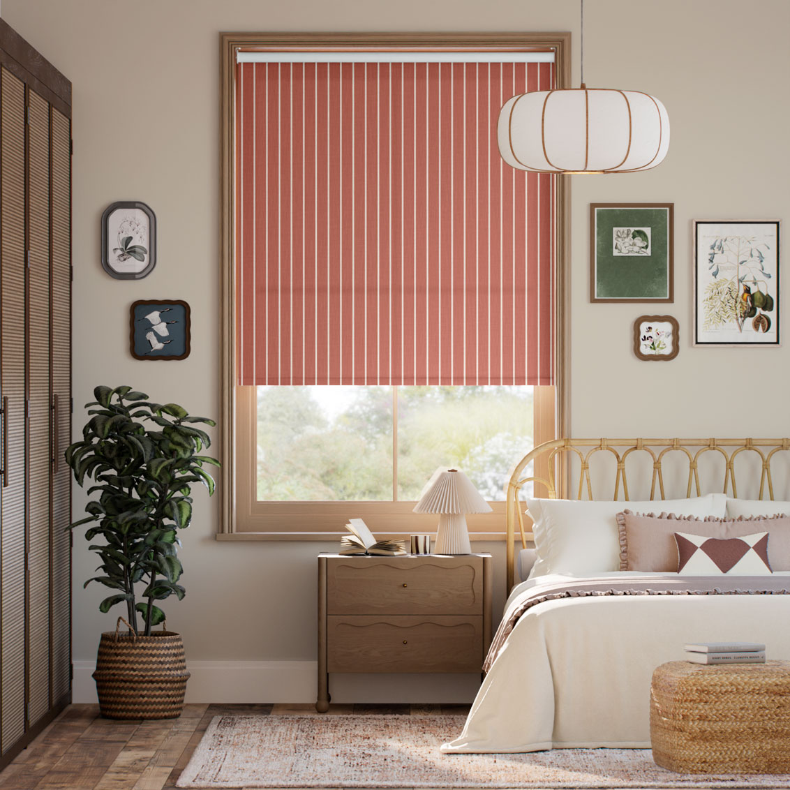 Pantone Redwood - Deep Needle Stripe Roller Blind
