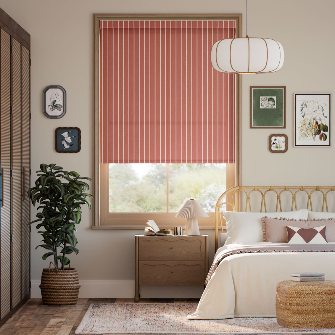 Pantone Redwood - Deep Needle Stripe Roller Blind