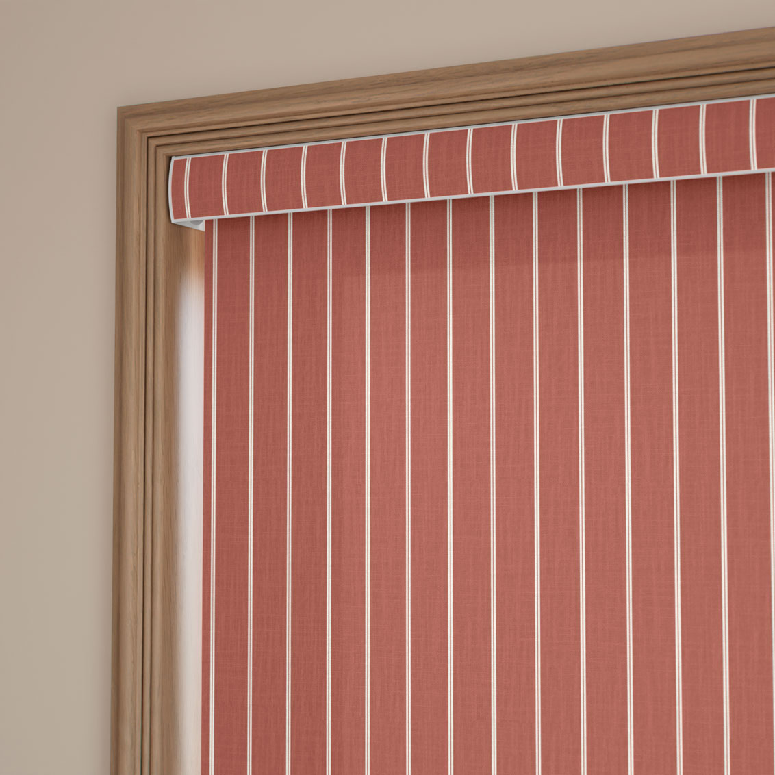 Pantone Redwood - Deep Needle Stripe Roller Blind
