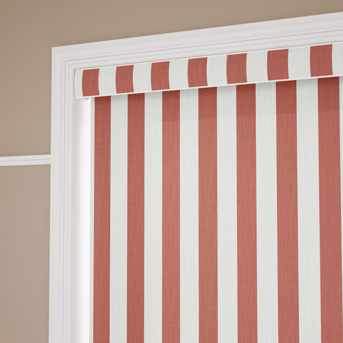 Pantone Redwood - Block Stripe Roller Blind